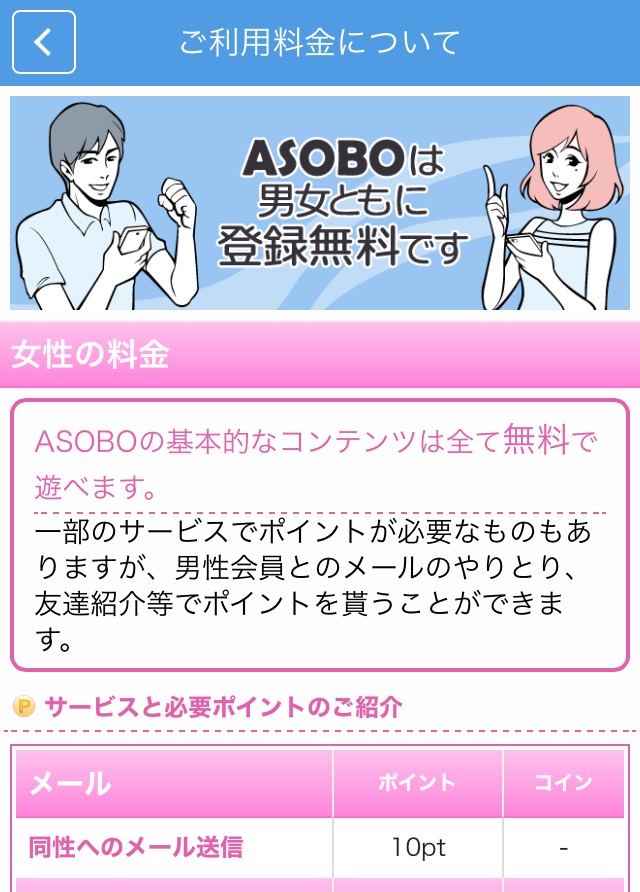 ASOBOのポイント料金